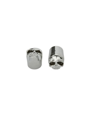 Flat Small Skull Valve Caps Chrome Schrader Valve.